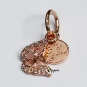 NEW PANDORA CHARM PINK BUTTERFLY ONE OF A KIND QUOTE 782555C01 W SUEDE POUCH