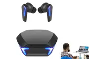 Wireless Gaming Earbud Bluetooth Headphones with Breathing Light Music Mode Headset-Black