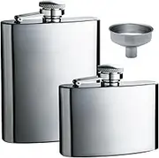 maxin 2 Pcs Stainless Steel Hip Flask Alcohol, Hip Flask 5oz and 8 oz with 1 Handy Funnel, Stainless Steel Leak Proof Liquor Hip Flasks with Funne for Storing Whiskey, Alcohol