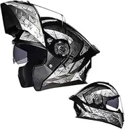 Modular Flip Up Motorcycle Helmet Motorbike Double Sun Visor Full Face Helmets DOT/ECE Approved Skateboard Moped Street Racing Crash Motocross Helmet for Men Women