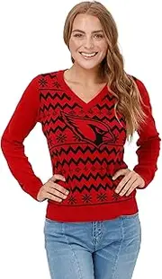 FOCO Womens NFL Team Logo Ugly Holiday V-Neck Sweater