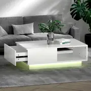 1 Drawer Artiss Coffee Table Led Lights White/Black