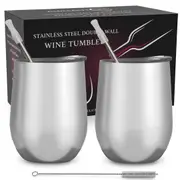 Chillout Life Stainless Steel Insulated Wine Tumbler - Stainless steel For Unisex 2 x 12 oz Tumbler