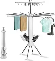 JIANFA 4-Legged Clothes Drying Rack Foldable, Outdoor Collapsible Drying Rack Clothing, Portable Laundry Drying Rack with 4 Pulleys， 3-Tier Collapsible Drying Racks for Laundry and Shoes