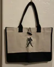 Zodiac Canvas Tote Bag Embroidered Aquarius 17x12x6 Toggle Clasp Zip Pocket