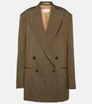 [Dries Van Noten] Dries Van Noten Double-breasted cotton-blend blazer AU 12 neutrals