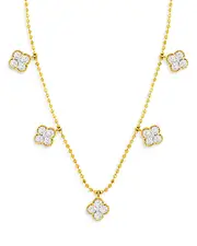 Bloomingdale's Fine Collection Diamond Clover Station Necklace in 14K Yellow Gold, 1.0 tcw