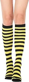 [DOOVID] Casual Knee High Socks for Women Tube Socks Elasticity Athletic Socks Thin Stripe Knee High Stockings
