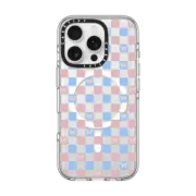 iPhone 16 Pro Clear Case MagSafe Compatible Checkered Butterflies