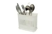 Small Cutlery Drainer Plastic Caddy Sink Area Organiser 2 Compartments White