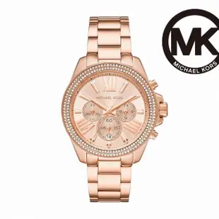 【Michael Kors 官方直營】Wren 流光閃耀環鑽三眼女錶 玫瑰金不鏽鋼錶帶 手錶 42MM MK7430