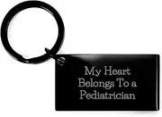 [Generic] Cute My Heart Belongs To A Pediatrician Keychain - Mother's Day Unique Gifts for Pediatricians from Spouse, Black, Small