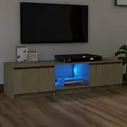TV Cabinet, Entertainment Unit TV Stand TV Unit TV Cabinet with LED Lights Sonoma Oak 140x40x35.5 cm
