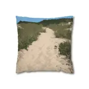 Provincetown Cape Cod Cutout Effect Faux Suede Square Pillow Case, Beach Path