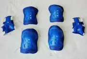 BLUE Kids Cycling Roller Ski Skate Skating KNEE ELBOW WRIST Safety Gear Pads