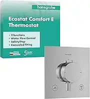 hansgrohe Ecostat Comfort E 33711000 Flush-Mounted Shower Thermostat with Safety Lock (SafetyStop) at 40 °C, Thermostat for Shower, Mixer Tap for 2 Consumers, Chrome