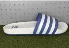 Adidas Men's Adilette Boost Slides Sandals Shoes White Blue Stripes FX5896 Sz 12