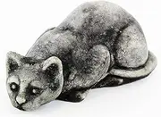 Fleur de Lis Garden Ornaments LLC Crouching Cat Cement Figurines Collection Concrete Animal Collectible Small Kitty