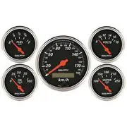 Autometer Designer Black Gauge Kit With Elect 190Km Speedo - 5 Piece, 3 1/8 Inch, AU1421-M
