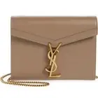 SAINT LAURENTcassandra chain wallet in grain de poudre embossed leather NWT
