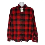 Eddie Bauer Men's Andorra Red Plaid Button Down Shirt Size XL