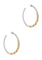 Coach Large Logo Chain Hoop Earrings - Gold - One Size One Size