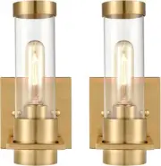 Modern Wall Sconce Brass Gold Wall Light Fixtures Over Mirror with Cylindrical