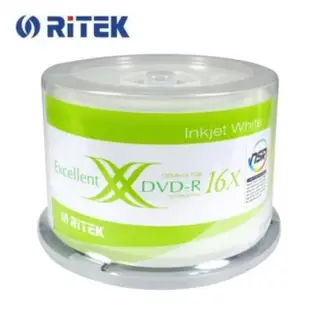 【RiDATA 錸德】錸德 Ritek X版 16X DVD-R 4.7GB 白色滿版可印片/3760dpi 桶裝-50片