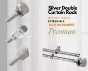 TOP QUALITY 25/28mm DOUBLE Curtain Rod & Finial Set, Extendable 120cm-430cm