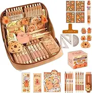 Tuxuseo Capybara Stationery Set, Cartoon Pencil Bag, Cute Pencil Case with Pens, Clips, Rulers and More, Wide Opening Pen Organiser