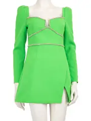 Green Crystal Trim Dress
