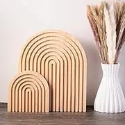 Pinkunn 2 Pcs Decorative Wooden Charcuterie Boards Thicken Rainbow Shaped Wood Cutting Board Boho Cutting Board Decoration Oval Wooden Tray Kitchen Arch Shelf Decor for Home Decoration, 2 Sizes