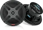 Pyle 6.5 Inch 2-Way Marine Speakers - IP-X4 Waterproof and Weather Resistant Outdoor Audio - Stereo Sound System with 300 Watt RMS - 600 Watt Peak Power - Low Profile Design - 1 Pair (Black)