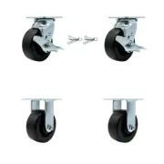5 Inch Polyolefin Caster Set with 2 Brakes/Swivel Lock 2 Rigid Service Caster