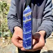 495MA Natural lapis lazuli Quartz Crystal Obelisk Wand Point Healing Stone