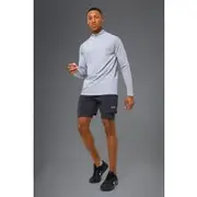 Mens Grey Man Active Gym Contrast 2In1 Short Tracksuit