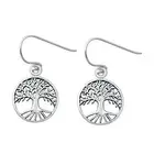 Tree Of Life Round Dangle Earrings 925 Sterling Silver Fish Hook