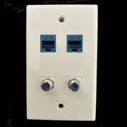 4 Port Ethernet Wall Plate 2 CAT5e + 2 F Coax 3G Keystone Network LAN Female F/F