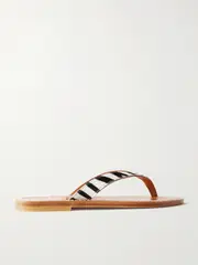 [K JACQUES ST TROPEZ] K JACQUES ST TROPEZ - Torino Zebra-print Goat Hair Flip Flops - Zebra print - IT38 IT 38 Animal print