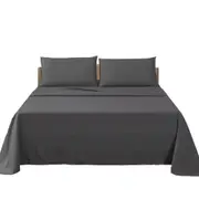 Flat Fitted Sheet 2000TC Pillowcase Set Hotel Bed S/KS/D/Queen/King Dark Grey