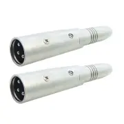 2x XLR 3P Male to 1/4" 6.35mm Stereo Female Adapter Converter Connector Nickel