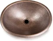 Monarch Abode Copper Hand Hammered Drop-in Bathroom Vanity Sink 17" Oval