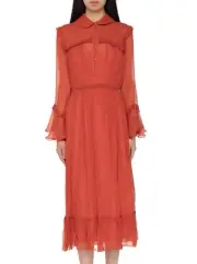 Gucci Red Silk Chiffon Midi Dress- With Tags- RRP$7,100 AUD