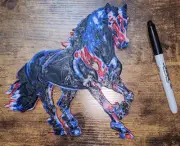 Red, White, & Blue America GITD Black Light Horse Wall, Table, & Shelf Decor