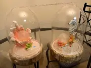 2 X NEW Solar Pearl Mood & Seahorse LED Light in Glass Cover 8.5" H X 5.5" W