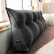 Large Bolster Triangular Positioning Support Reading Backrest Wedge Pillow Headboard Pillow for Day Bed Bunk Bed with Removable Cover Cotton Linen King150*50 * 20cm(59 * 20 * 8in)