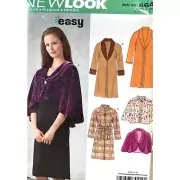 New Look Sewing Pattern 6645 Coat Capelet Misses Size XS-XL