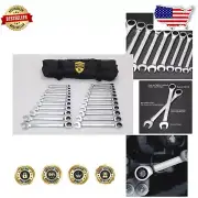 22-Piece Flex-Head Ratchet Wrench Set – Chrome Vanadium Tools with Carry Bag
