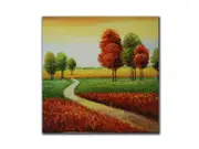 Genuine Oil painting, Country field, size 80x80cm, stretched on 40mm timber fram