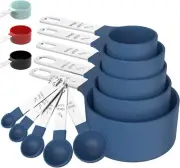 TILUCK Measuring Cups & Spoons Set, Stackable and Spoons, 5+5, Blue